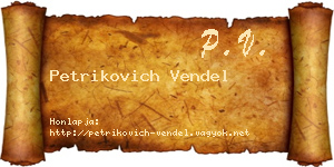 Petrikovich Vendel névjegykártya